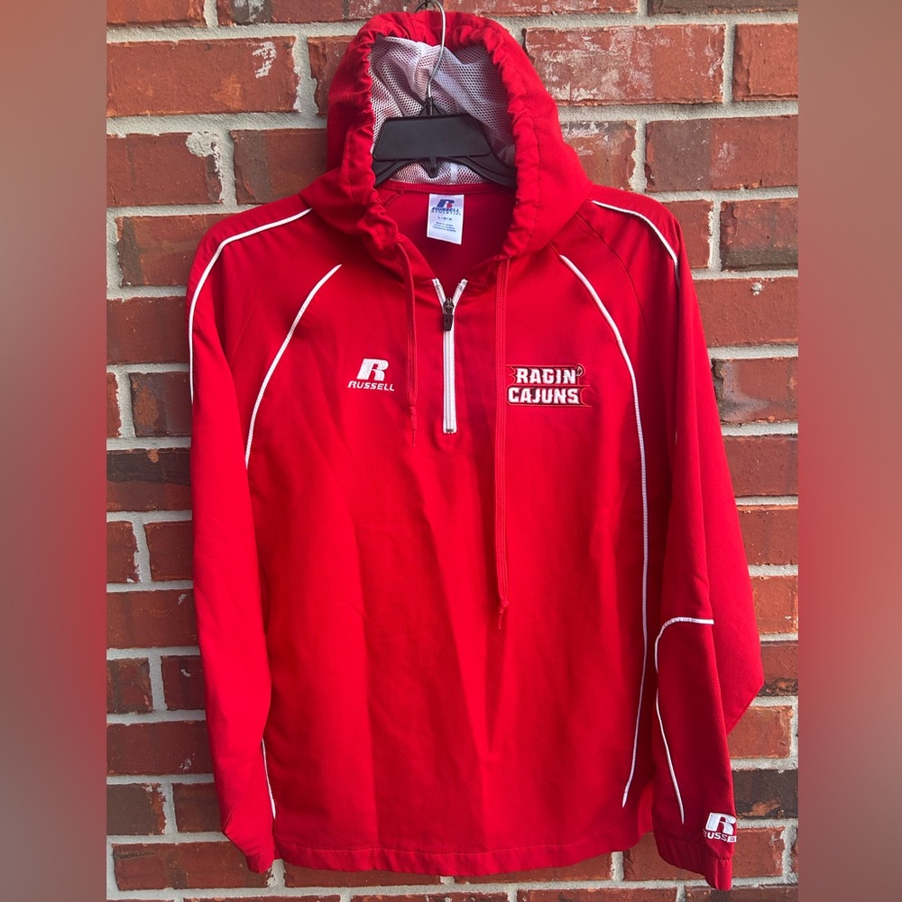 Russell University of Louisiana Ragin’ Cajuns 1/4 Zip L Hooded Windbreaker - Picture 1 of 6